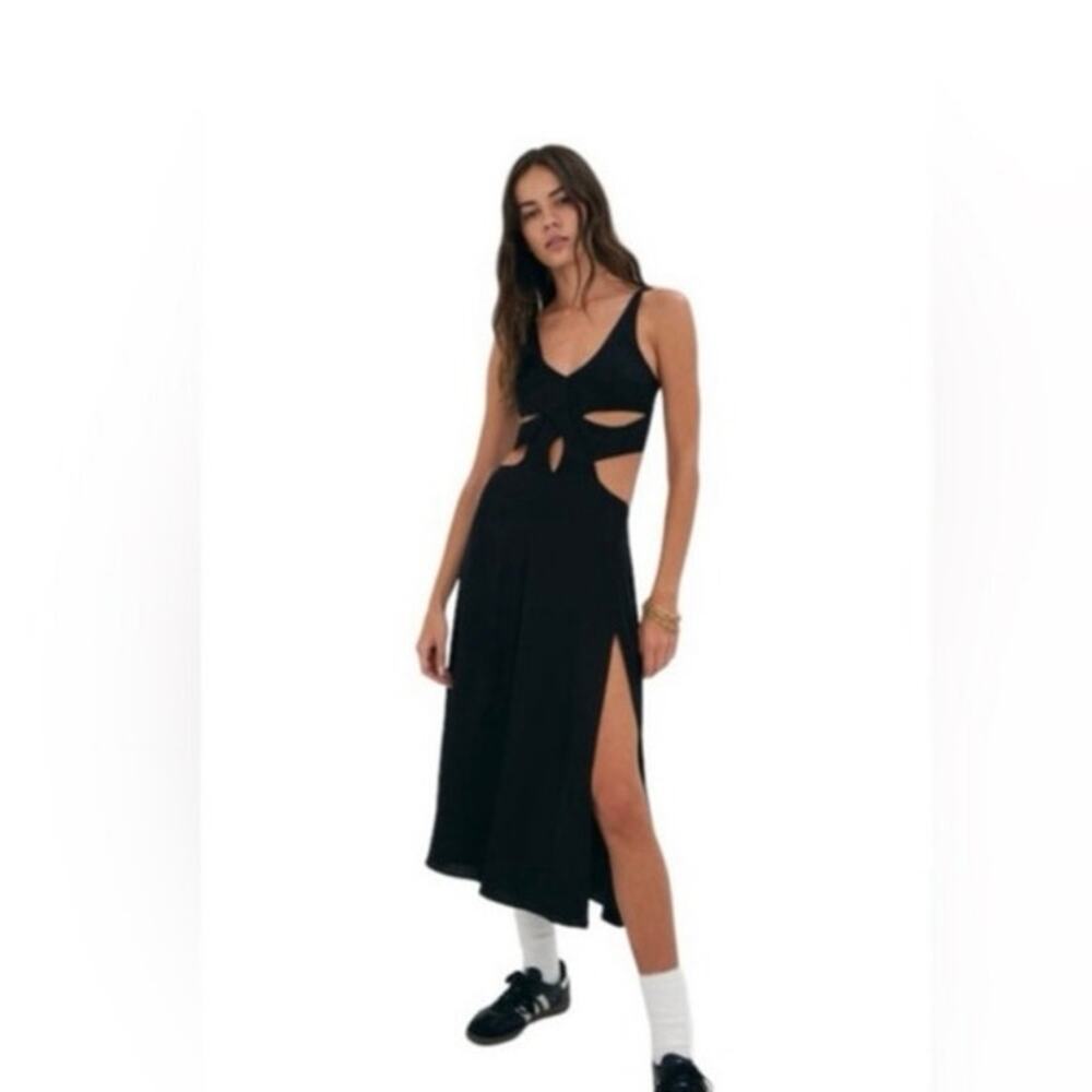NWT For Love and Lemons Yori Black Cut Out Midi Dress XS